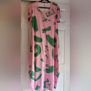 Pink Green Maxi Dress By Kara Chic. SIZE One size fits all. NWT